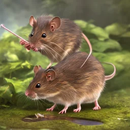  Field mouse drinking water, cartoon, high definition, ultra 8 k,