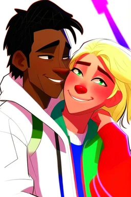 Spiderman into the spider verse tarzı erkek karakter kıvırcık ve beyaz