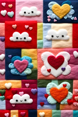 felt art patchwork depict valentine day emotion including rainbow