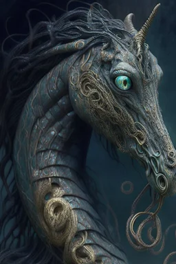 Serpent horse alien hyrbid,Hyper realist, hyper detailed, intricated, detailed, greg rutkowski