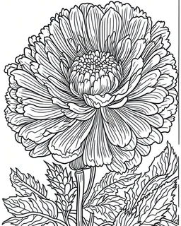 real massive Marigold flower coloring page