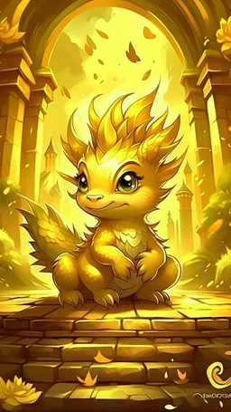 Specially Masterpiece fluffy adorable baby golden dragon,run around the Palace,chibi