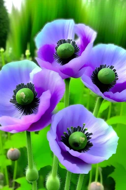 álamos lilas con fondos verdes