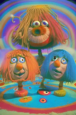 The characters from magic roundabout on acid