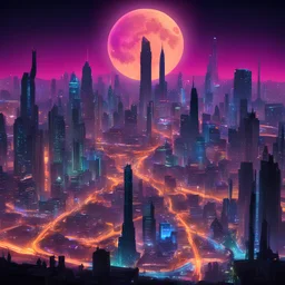 Neon Moon City in distance