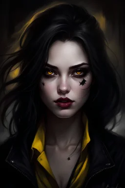 Vampire Masquerade Woman with black Hair and yellow Eyes