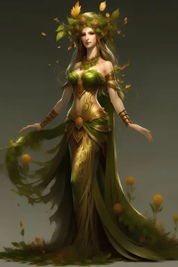 Nature goddess, full body, realistic