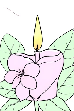 outline art for square Heart Candle Plumeria coloring page for kids, classic manga style, anime style, realistic modern cartoon style, white background, sketch style, only use outline, clean line art, no shadows, clear and well outlined