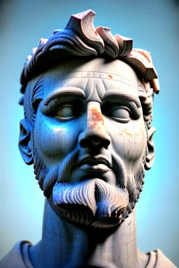 Ultra Realistic image, roman sculpture, white marble material, Lionel Messi, Laurel leaves wreath, miguel angel style, chisel style, emperador, waist up portrait, epic, celestial, cinematic lighting, God light, god rays, 4k resolution, smooth details, ornate details, soft lighting, unreal engine 5, sky and clouds background.