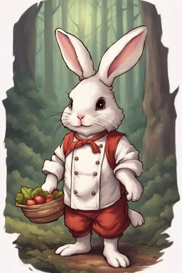 Cute bunny adventurer chef in a forestdnd art realism