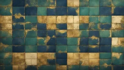 Hyper Realistic Green, Navy-Blue & Golden Abstract Retro Grungy Tile-Texture