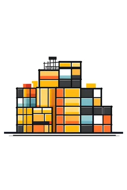 logo 32-pixel style illustrator, clean and simple big containers and boxes of merchandise used by wholesalers use the colours