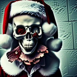 Dark, horror, blood, guts, detail, Santa, zombie, close up head