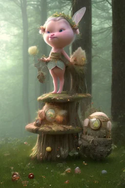 Fat fairy in Forrest background. Style should be like the movie " up"