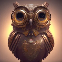 Steampunk Owl, extreme detail, Photorealism, macro lens 70mm,bokeh, cinema4d, HDR, 8k, unreal engine 5