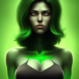 portrait, insanely detailed, heroïc fantasy setting, woman, dark-skinned, indian, black hair, more green hair, more green hair, more black hair, more black hair