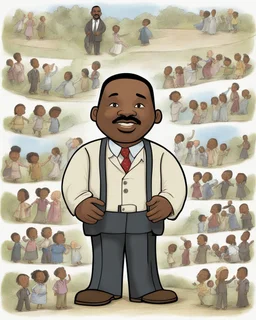 Storybook character, Martin Luther King Jr, full body, for children story books