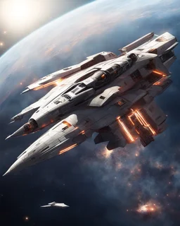 A super-advanced fighter in space for galactic travel with all the combat facilities