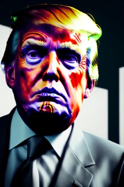 Ultra realistic image, Donald trump zombie, zombie performance, suit, skull, blood, torn arm, night, walking twisted, waist up view, thriller style, dark ambient, highly detailed, White House background, concept art, unreal engine 5, ray tracing, RTX, ultra detail, volumetric lighting, high definition, high resolution.