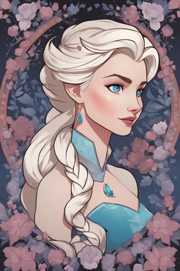 Highly detailed portrait of Elsa from Frozen, by Loish, by Bryan Lee O'Malley, by Cliff Chiang, by Greg Rutkowski, inspired by capcom