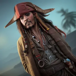 captain jack sparrow, extreme details, real, drinking , enjoying, sober, digital art, extreme colors --ar3:2--v4--q2