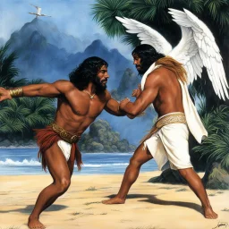 [art from Sandokan (1976)] Jacob wrestling with angel