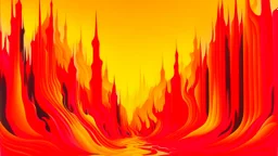 Dantianic Conflagration; surrealism; optical art; Ilya Bolotowsky; pale yellow to orange to red gradient