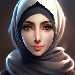 3d anime Only the face Muslim Pretty impressive women,Portrait image,professional look