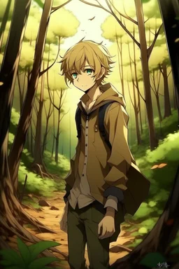 Dirty Blonde Anime Teen Boy in the woods