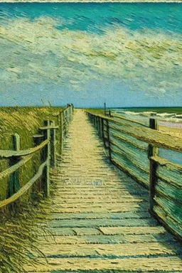 Coastal beach boardwalk by Van Gogh