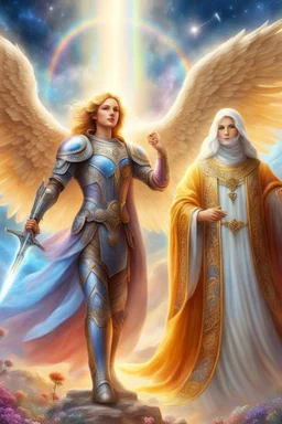 intergalactic,angels, beaux paysages fleuris,rainbows