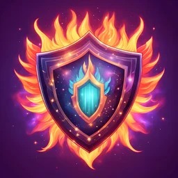 Shield of Flame in cute disco art style