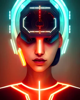 symmetry!! portrait of a beautiful babe, sci-fi, cyberpunk, blade runner, glowing lights, tech, biotech, techwear!! intricate, elegant, highly detailed, digital painting, artstation, concept art, smooth, sharp focus, blur, short focal length, illustration, art by artgerm