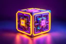 fantastic neurocube with ambient lighting, futurism