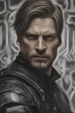 Nikolaj Coster-Waldau Stocholm city oil paiting by artgerm display Hans Ruedi Giger style style dream, symptom, image artgerm display style punk anarchists