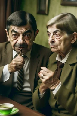mr bean smoking with a grandma