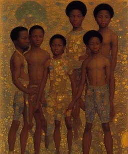 royal African American young brothers of four by Gustav Klimt