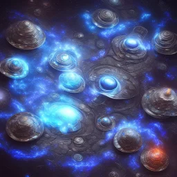 Frost metal magic armoured MUSHROOMS stars galaxy SPACE lANDSCAPE BURNING IN BLUE FLAMES hellfire abyss math chaos