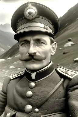 selfie of russian officer in caucasus in year 1904