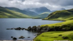 Beautiful landscape in the English Lake District, lake, mountains, balance, chiaroscuro, peace, tranquillity, beautiful light and colour