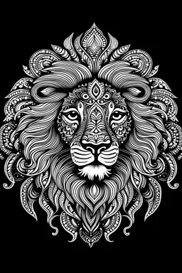 A lion mandala design, line art drawing