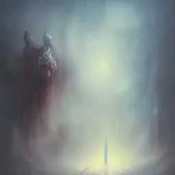 photographic camera in abstract style. fog and smoke in atmosphere. bokeh, lens flare. Dark mood. Dripping paint. oil on canvas, high detailed. beksinski