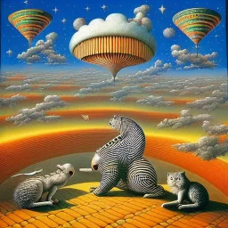 many animals dancing in the sky, Jacek Yerka