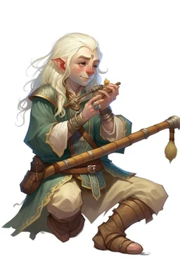 teenage blonde bard dwarf with silver flute dnd