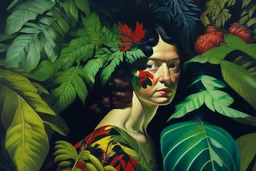 woman in colorful jungle by Caravaggio