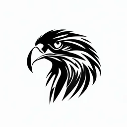 A simple black logo of an eagle, vectorized, white background