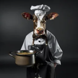 Cow in cooking clothes