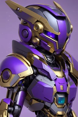 Sci-Fi, Humanoid Combat Robot Purple and Golden, Space, Magic