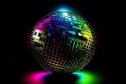 Create small colour rainbow music disco ball colour and colour black background