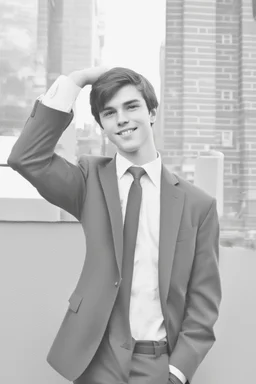 A portrait of a young pretty male politican in his teens